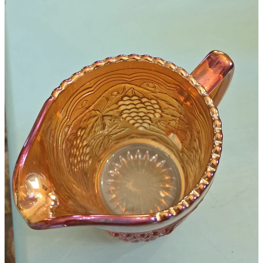 Carnival‎ Glass Pitcher Amber Marigold Small 5.5